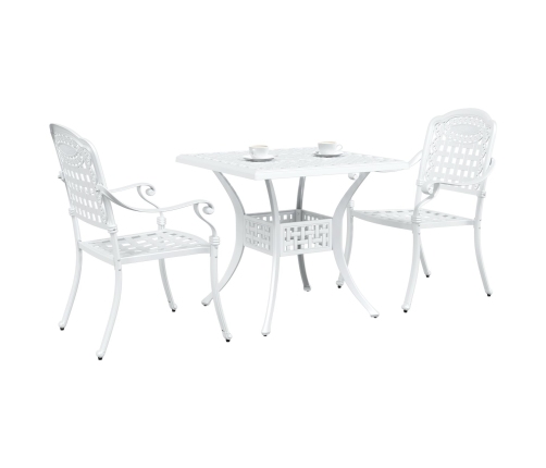 Conjunto de Bistro de Jardín de 3 Piezas  Blanco de Aluminio Fundido
