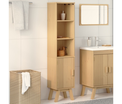 gabinete de baño  marrón 35x30x159 cm de madera maciza de pino