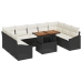 Conjunto de Comedor de Jardín de 10 Piezas con Cojines Negro Poliratán Acacia