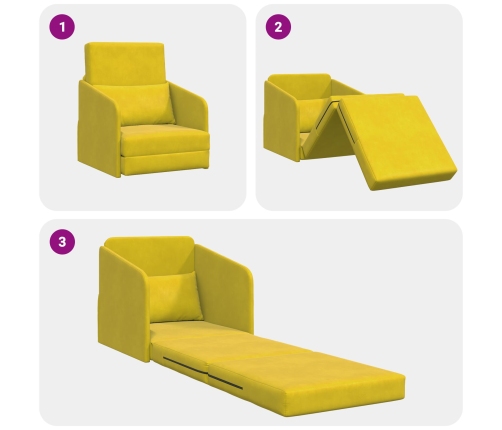Sofá Cama  2-en-1 Amarillo 65x80x83 cm de Terciopelo