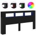 Cabecero de Almacenamiento  con Luces LED Roble Negro 200x18,5x103,5 cm
