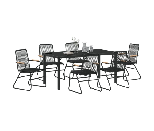 Conjunto de comedor de jardín de 7 piezas  Negro Ratán PVC