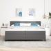 Cama Base con Muelles  con Colchón & LED Gris Claro 200x200 cm Tela de Corduroy