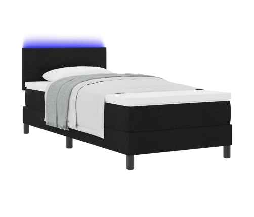 Estructura de Cama  con Colchón Negro y Blanco Tela 90 x 200 cm