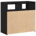 Sideboard  con luces LED en negro y roble, 80x35x75 cm, de madera