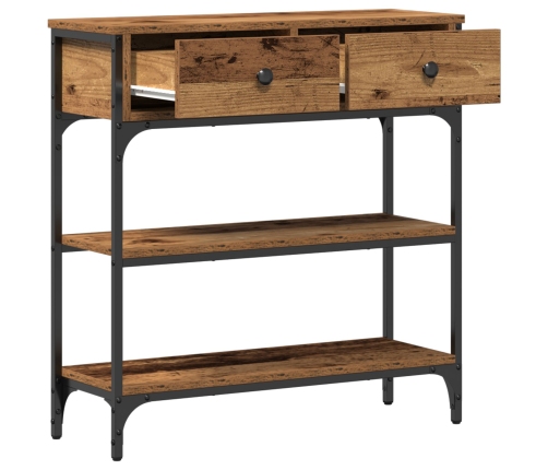 Mesa Consola  Madera Vieja 72,5x25x75 cm Madera de Ingeniería y Acero