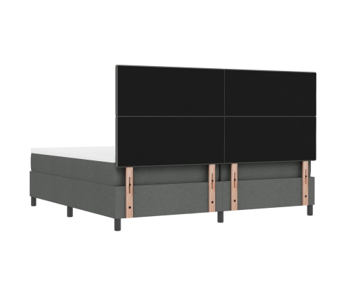 Cama con somier de  con colchón y banco gris oscuro 200x200 cm tela