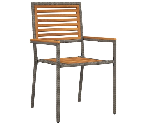 Sillas apilables de jardín  con cojines, 2 pcs, Gris de ratán sintético