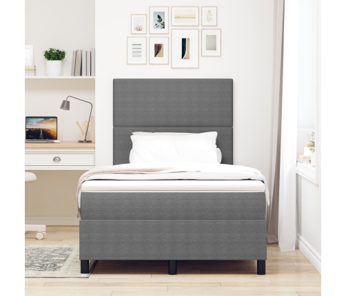 Cama con Somier  con Colchón Gris Claro 120x200 cm Tela de Corduroy