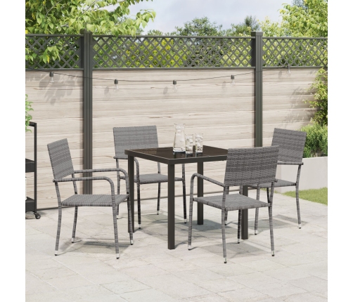 Juego de Comedor de Jardín de 5 Piezas Gris Poliratán
