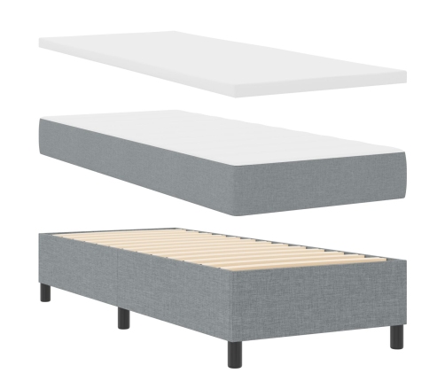 Cama con Somier y Colchón Gris Claro 90x200 cm Tela