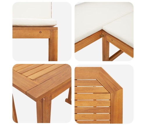 Juego de Comedor para Jardín de 4 Piezas con Cojines de Madera de Acacia