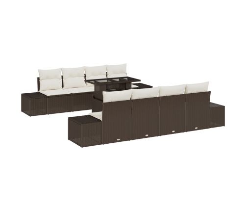 Conjunto de Sofá de Jardín  7 Piezas Marrón Ratán Sintético