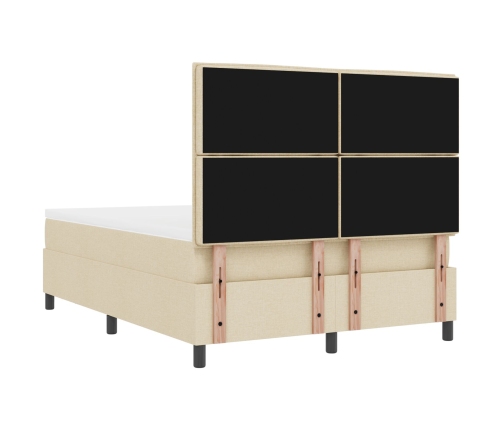 Cama con Base  con Colchón y Banco Crema 140x200 cm Tela