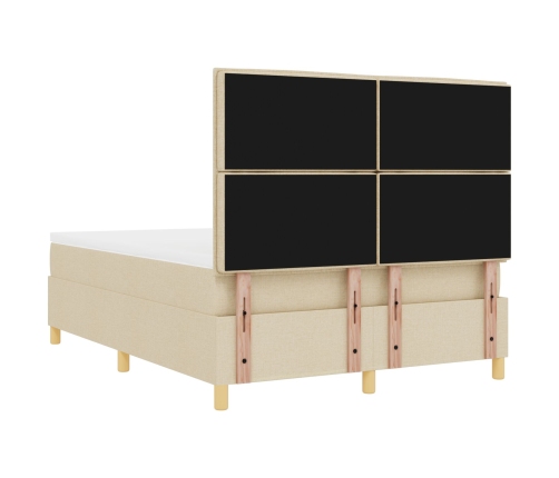 Cama con Somier y Colchón Crema 140x200 cm Tela