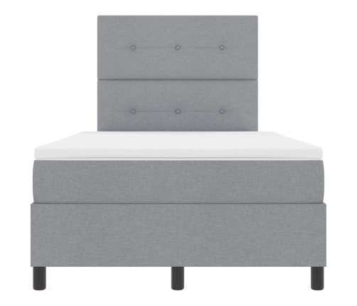 Cama con somier y colchón gris claro 120x200 cm de tela