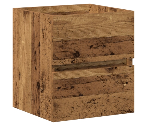 Gabinete de lavabo  con lavabo integrado Madera negra madera compuesta, Gabinete de lavabo  Madera vieja 41x38,5x45 cm Madera compuesta
