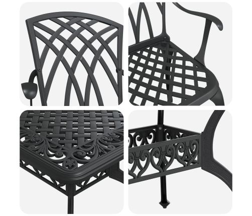 Set de 3 Negro Aluminio Fundido 150x90x72 cm Duradero