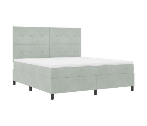 Cama Box Spring  con colchón Gris Claro Super King Terciopelo