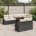 Conjunto de Comedor de Jardín de 9 Piezas con Cojines Negro Poliratán Acacia
