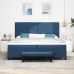 Cama Box Spring con Colchón y Banco Azul 200x200 cm Tela