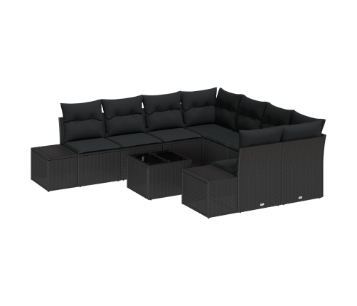 Conjunto de Sofá de Jardín 9 Piezas Negro