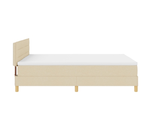 Cama con Box Spring y Colchón Crema 140x190 cm Tela