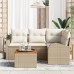 Juego de Sofá de Jardín de 5 Piezas con Cojines Beige Poliratán Acacia