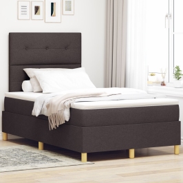 Estructura de Cama con Colchón Marrón oscuro Tela 120 x 200 cm