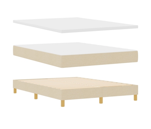 Cama con Box Spring  y Colchón Crema 140x200 cm Tela