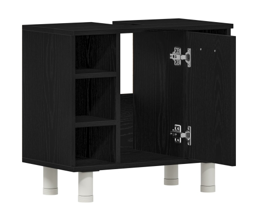 Cabinet de baño  Negro Roble 60x32x54 cm Madera Ingenierizada