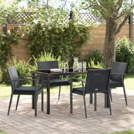 Set de 3 Negro Poliratán, acero 56.5x57x83 cm  Duradero
