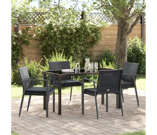 Set de 3 Negro Poliratán, acero 56.5x57x83 cm  Duradero
