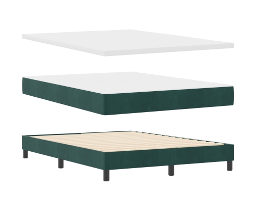 Cama Box Spring  con colchón Verde Oscuro 140x200 cm Terciopelo