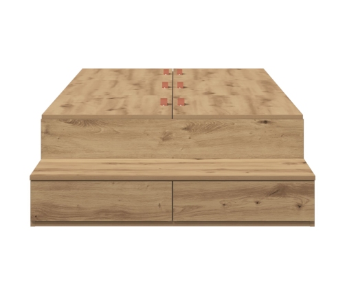 Estructura de Cama con Almacenamiento  Roble Artesanal