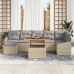 Conjunto de Comedor Jardín de 8 Piezas con Cojines Beige Ratán Polimérico