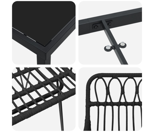 Conjunto de Comedor de Jardín  de 7 Piezas Negro Poliratán