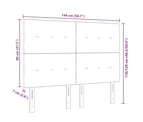 Cabecero  con botones acolchados en rosa de 140 cm de terciopelo