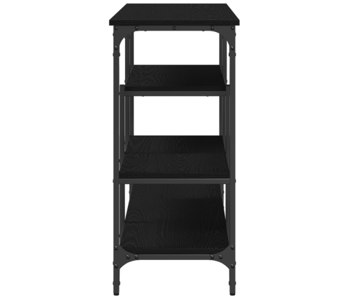 Mesa Consola  Negra de Roble 100x35x75 cm de Madera Engineered y Acero