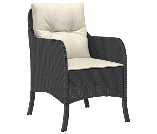 Conjunto de Comedor de Jardín  de 9 Piezas con Cojines Negro rattan Poliéster