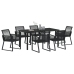 Set de Comedor de Jardín de 7 Piezas  Negro Poliratán