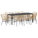 Conjunto de Comedor de Jardín de 9 Piezas Marrón Poliratán