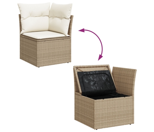 Set de sofá de jardín  de 6 piezas con cojines Beige Ratán PE Acacia