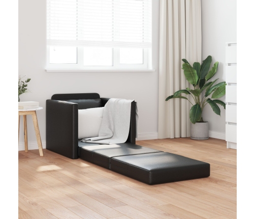 Sillón cama 2 en 1 Negro 74x77x81 cm Cuero Sintético