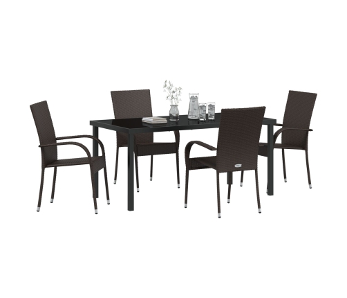 Set de comedor de jardín de 5 piezas Marrón Poliratán