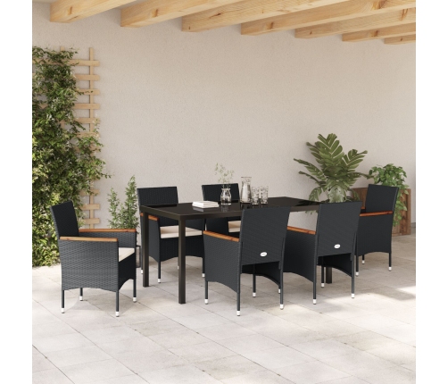 Juego de Comedor de Jardín de 7 Piezas Negro Poliratán
