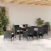 Juego de Comedor de Jardín de 7 Piezas Negro Poliratán