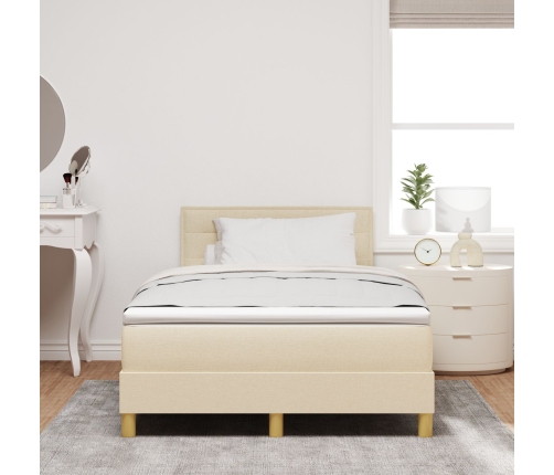 Cama con somier  con colchón y LED crema 120x200 cm tela