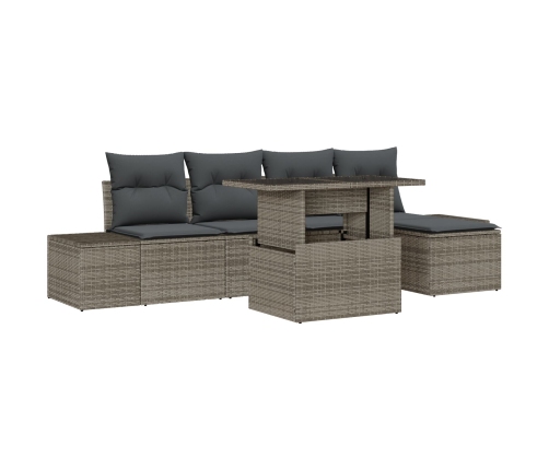 Conjunto de Sofás de Jardín  6 Piezas Beige Ratán y Poliéster