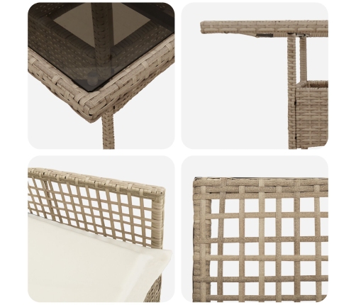 Juego de Comedor de Jardín de 5 Piezas Beige Poliratán